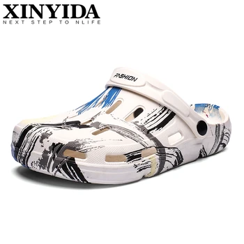 

2020 New Summer Men Sandals Slip On Breathable Hollow Casual Cool Beach Shoes Fashion Croc Clogs Men Garden Shoes Plus Size40-45