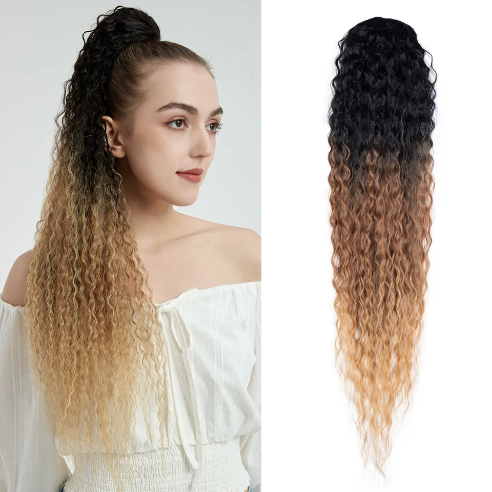 32 Inch Ponytail Extensions Ginger Orange Colored Drawstring Ponytail