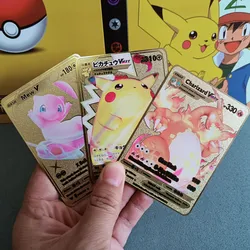 Cartes de Collection pokémon en métal, Dragon qui respire le feu, bouclier épée magique Pikachu Super rêve, Godzilla, DIY 