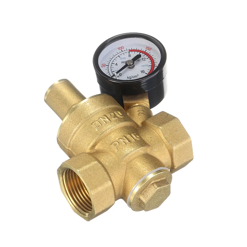 

DN20 3/4" Brass Water Pressure Reducing Maintaining Valves Regulator Mayitr Adjustable Relief Valves With Gauge Meter 85*63mm