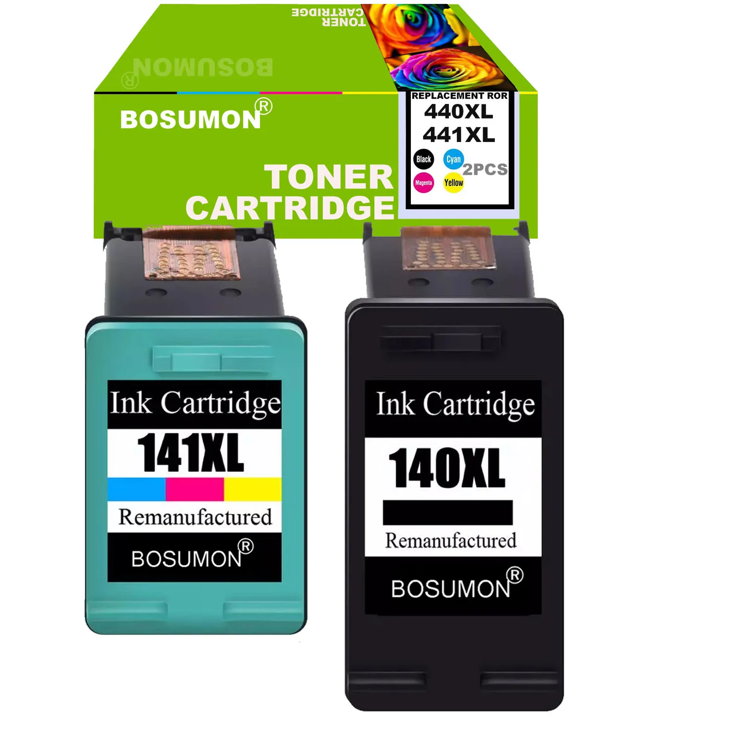 

Bosumon 2Pcs Ink cartridge compatible for HP 140 141 for C4583 C4283 C4483 C5283 D5363 Deskjet D4263 D4363 C4480 printer