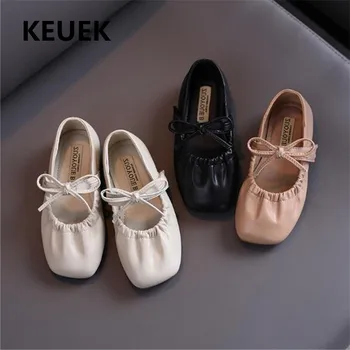 

New Children Bow Comfortable Soft Leather Baby Toddler Shoes Girls Princess Outdoor Casual Dance Shoes Kids Flats 019