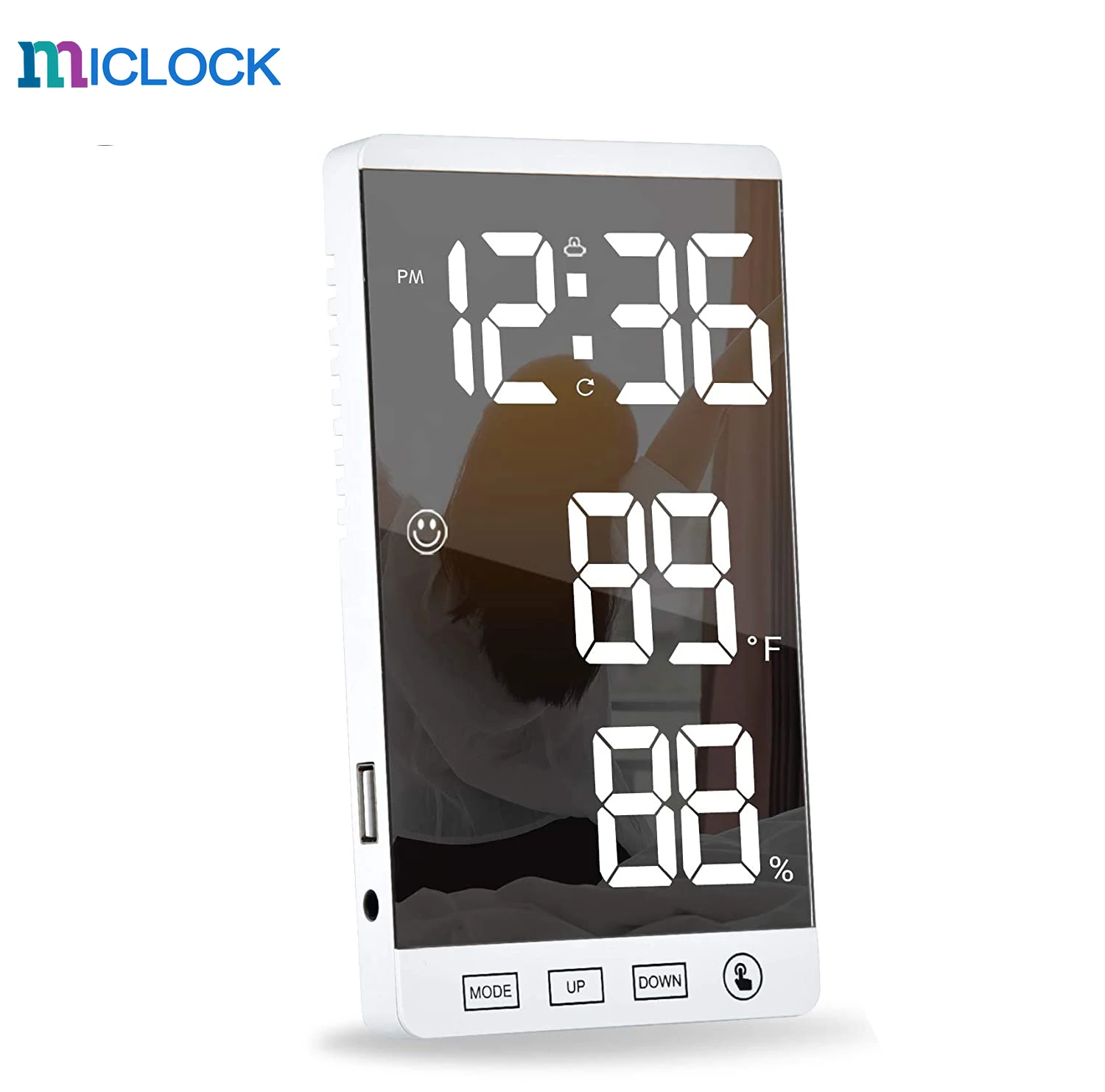 MICLOCK dijital alarmlı saat saat ayna dokunmatik duvar saati LED zaman MICLOCK dijital alarmlı saat saat ayna dokunmatik duvar saati LED zaman