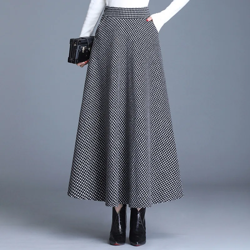 light gray Женская юбка faldas mujer moda jupe femme длинная юбка осень и зима шерстяные юбки маятник - Цвет: light gray