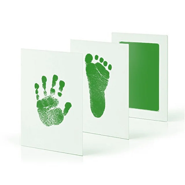 Newborn Baby Footprint Handprint Ink Pad Kit Disposable Printing Oil DIY Photo Frame Pet Cat and Dog Paw Print Fingerprint Child green