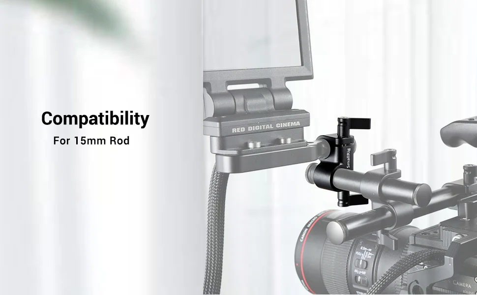 SmallRig 90-Degree 15mm Rod Clamp for Camcorder Video DIY Camera 15mm Rail Clamp Shoulder Support Mounting Accessories - 2069