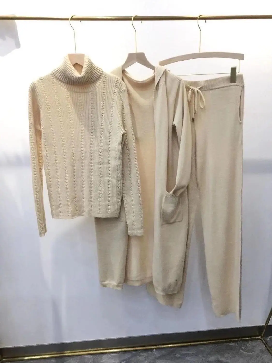 3 шт. женская верхняя одежда с капюшоном бархатный свитер + норковые кашемировые