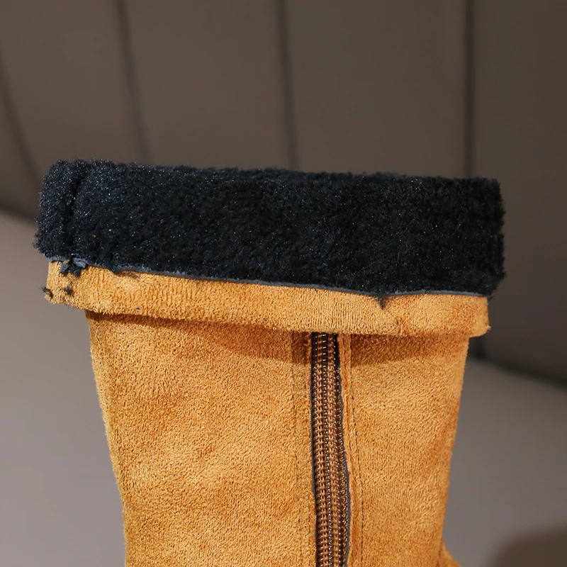 Shoes Girls Fashion Winter Boots for Girls Autumn Vintage Warm Flock Snow Yellow Boot Baby Girl Litter Big Kids Shoes