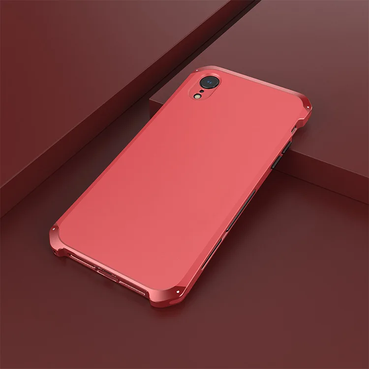 Red Red Side Текстурированный противоударный металлический каркас Пластиковая Задняя панель для iPhone XR iPhoneXR алюминиевый сплав iPhone XR бампер чехол с подарком - Цвет: Red Red Side