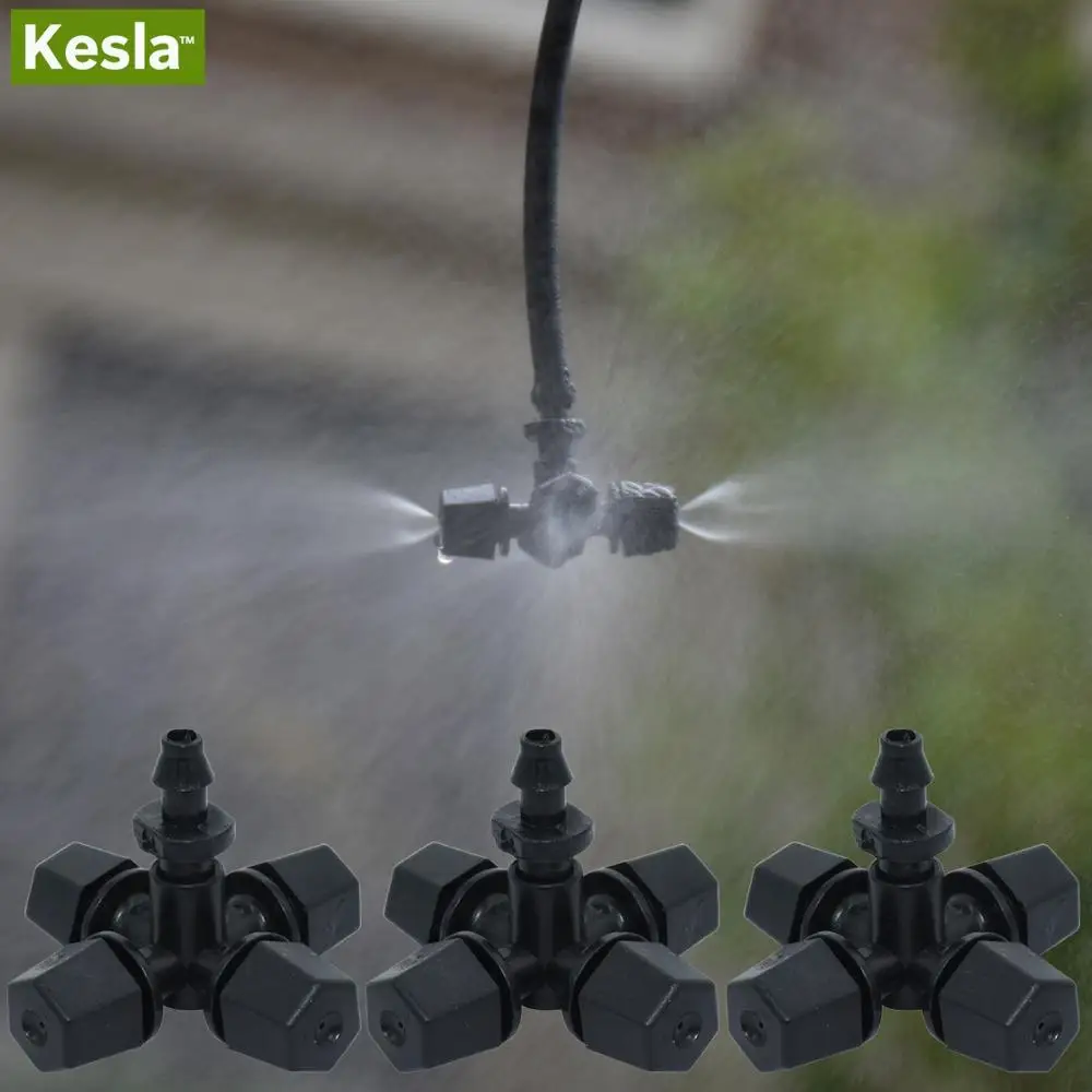 

KESLA 3PCS Black Cross Misting Sprinkler with 4/7mm Tee Connector Nozzle Spray Garden grow Flowers Drip Irrigation Garden