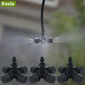 

KESLA 3PCS Black Cross Misting Sprinkler with 4/7mm Tee Connector Nozzle Spray Garden grow Flowers Drip Irrigation Garden
