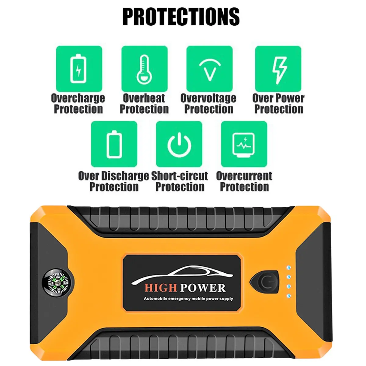 Автомобильный стартер power Bank 300A портативный автомобильный аккумулятор бустер зарядное устройство 12 В пусковое устройство бензиновый дизельный автомобильный стартер светодиодный фонарь