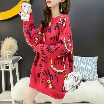 

Sweater Graffiti Women Long Sleeve Crew Neck Pullovers O-neck Full Sweet Polyester Online Celebrity