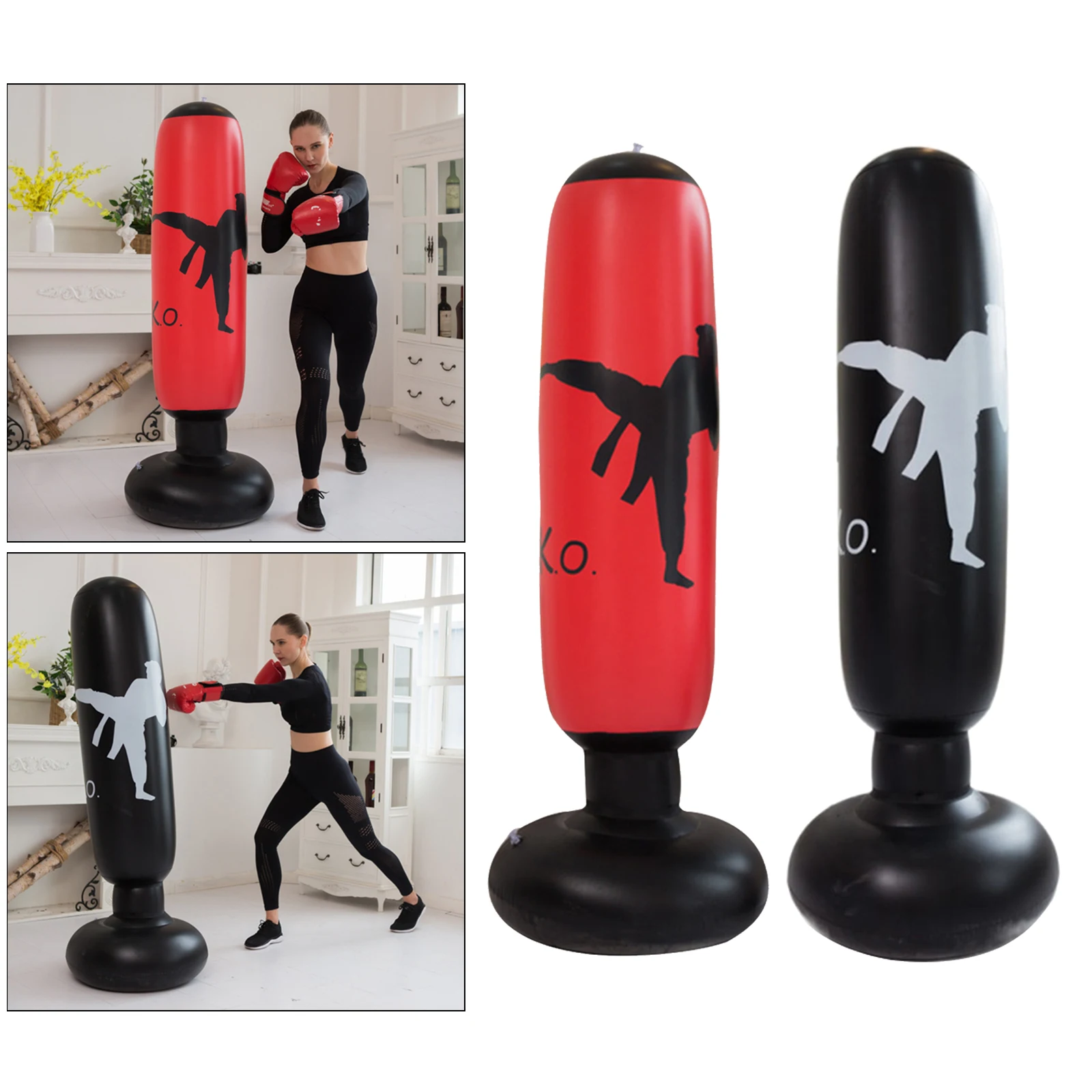 Sacco Da Boxe Gonfiabile 160 Cm | Base Larga Per Acqua/Sabbia | PVC Resistente Per Allenamento Casa/Palestra