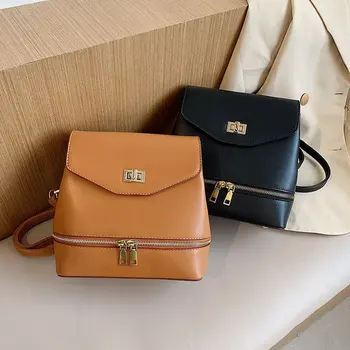 

Fashion Solid Color Backpack For Women 2020 Luxury Designer Chains Shoulder Bag Autumn And Winter New Trendy Lock Ladies Bagpack