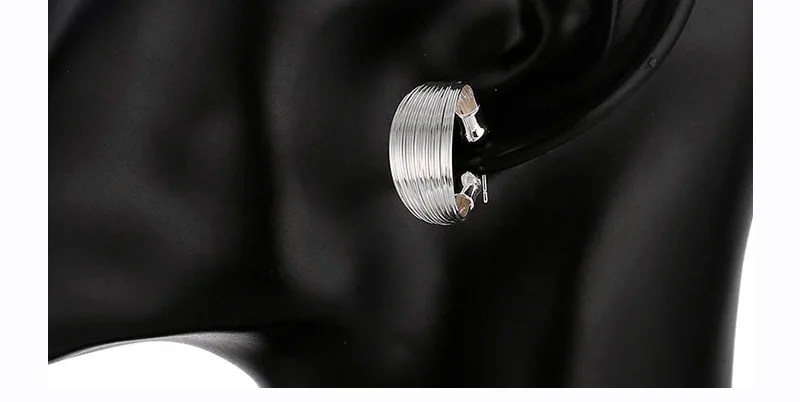 AGLOVER New 21MM 925 Sterling Silver Multi-line Hoop Earrings For Women Fashion Jewelry Christmas Gift AGLOVER New 21MM 925 Sterling Silver Multi-line Hoop Earrings For Women Fashion Jewelry Christmas Gift