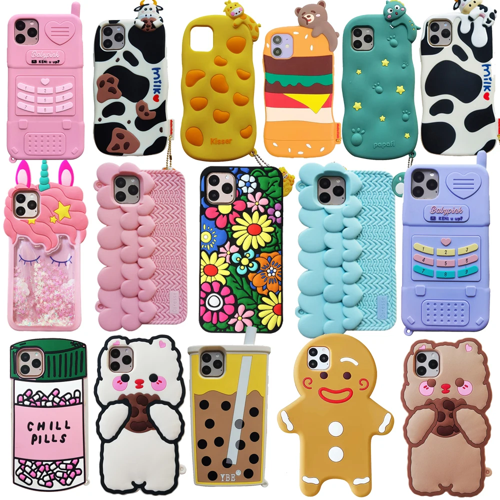 Soft Silicone Cute Phone Case, Back Cover, Kawaii Shockproof