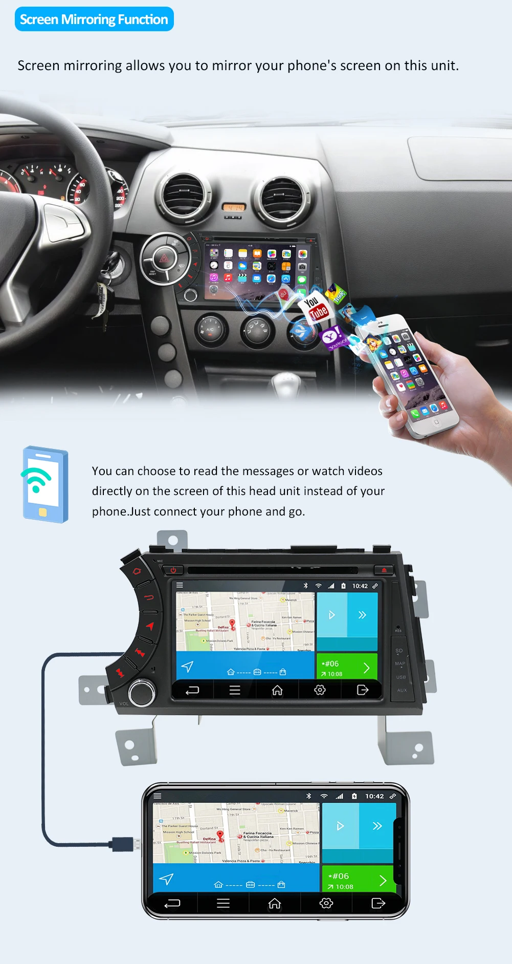 Perfect 2 din HD 1024X600 Octa Core Android 9.0 Car DVD Player For SsangYong Kyron/Actyon/Tradie/Koran 2005-2013 GPS Radio Stereo 32G 9