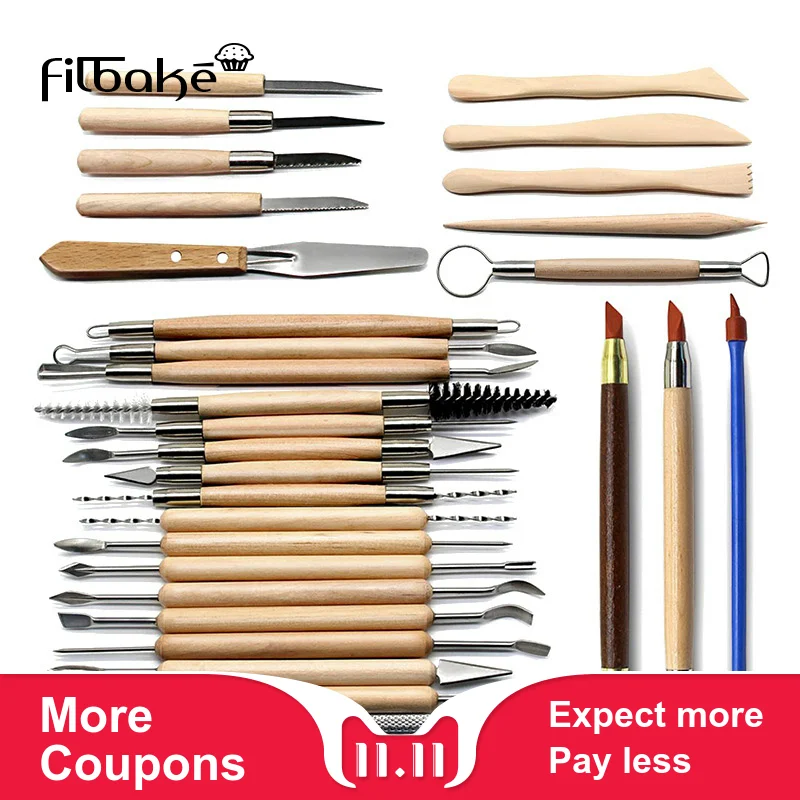 FILBAKE 30-piece clay sculpture tool carving knife multi-function combination set kitchen accessories cake decorating | Дом и сад