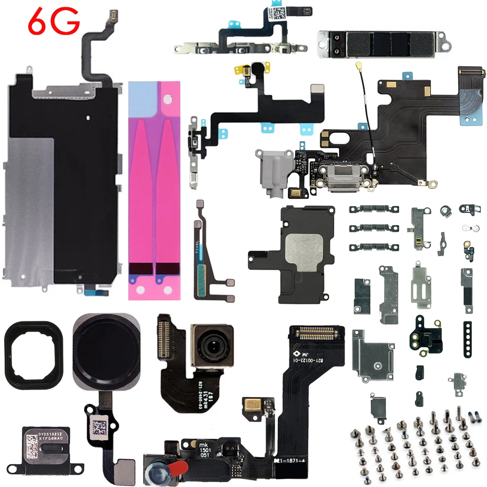 Set Completo Di Parti Di Riparazione Per Iphone 6 Ricarica Wifi Auricolare Altoparlante Fotocamera Pulsante Home Volume Di Alimentazione Con Cavo Fles