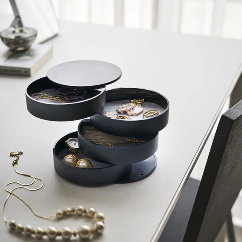 

Fashion Ladies Jewelry Storage Box 360° earrings Ring Multi-function Jewelry Display stand 4 layers of Rotatable Jewelry Box