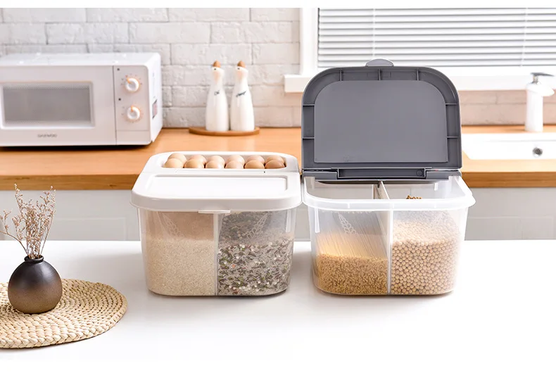 Help You Rice Bucket Storage Bucket Cereal Container Storage Box Plastic Storage Bucket Flip Sealed Pest Control Rice Bucket Gra
