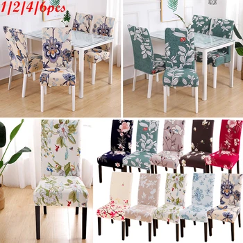 

Urijk 1/2/4/6pcs Spandex Printed Chair Cover Fiber Stretch Chair Cover Universal Elastic For Dining Room Wedding Banquet Hotel