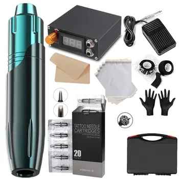 

Tattoo Kit Motor Pen Machine Gun Power Supply Needles Power Supply Professional Tattoo Rotary Pen Machine Set EU