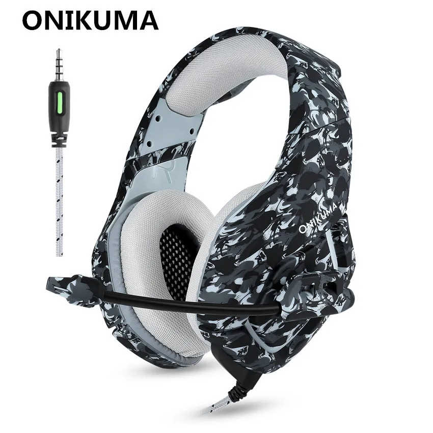 ONIKUMA K1 камуфляжная гарнитура PS4 басовые Игровые наушники игровые шлем с