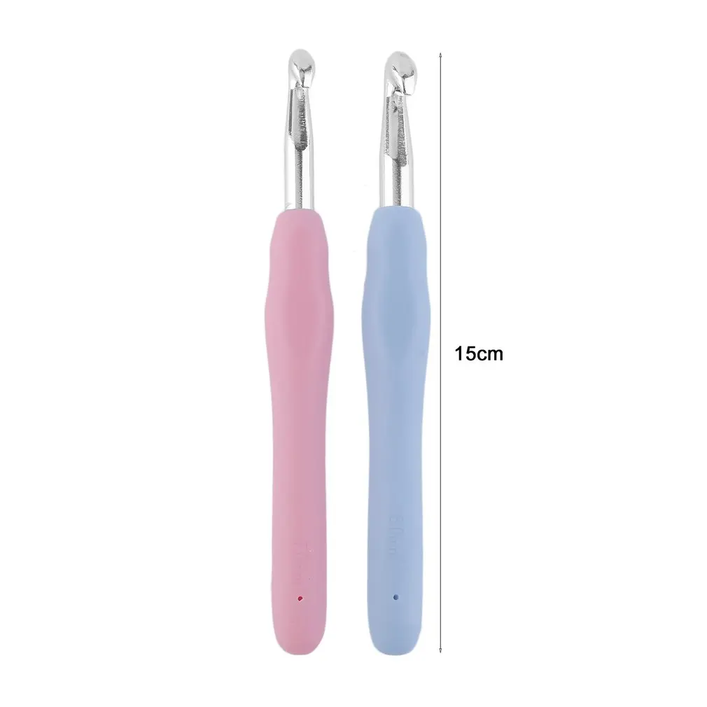 1 Pair Iron&Rubber Large Pupular Design Special Style Soft Useful Crochet Hook Sewing Accessory DIY Craft Tool Knitting Needles