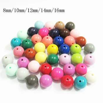 

(Choose Size First) 8mm/10mm/12mm/14mm/16mm New Colors Acrylic Solid/Bubblegum Beads For Fashion Jewelry/DIY Made
