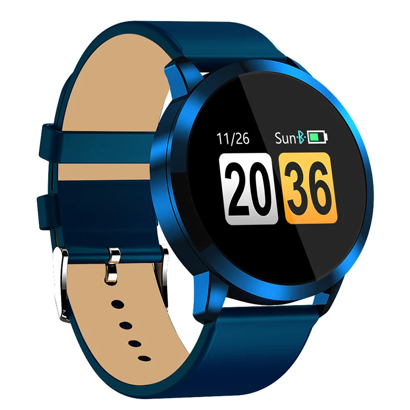 Blue Blue Leather Смарт-часы Timewolf Q8, OLED, цветной экран, умные часы для женщин, модный фитнес-трекер, монитор сердечного ритма для Android, Apple Phone - Цвет: Blue Blue Leather