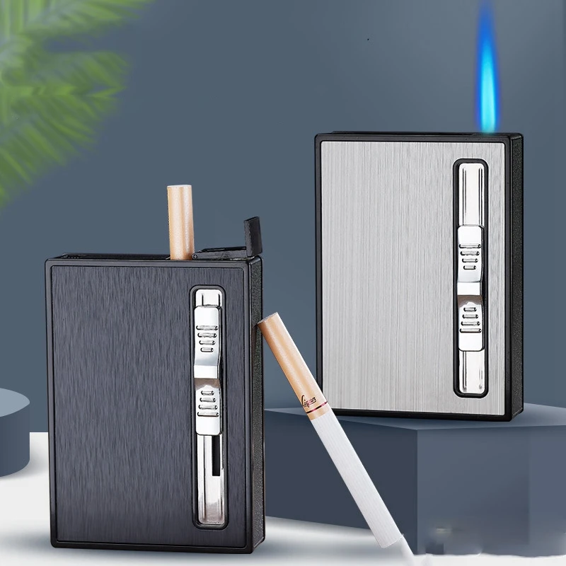 

Gas Lighters Metal Aluminum Alloy 10Pcs Cigarette case / Box Butane Torch Turbo Smoke Cigarette Lighter Gadgets For Men