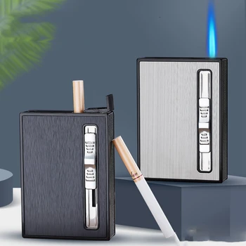 

Gas Lighters Metal Aluminum Alloy 10Pcs Cigarette case / Box Butane Torch Turbo Smoke Cigarette Lighter Gadgets For Men