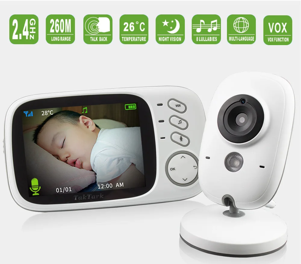 VB603 беспроводной видео цветной детский монитор с 3,2 дюймовым ЖК-дисплеем 2 способа аудио разговора ночного видения камеры наблюдения няня