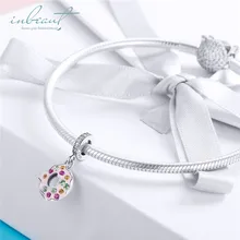 S925 стерлингового серебра fit Pandora браслет Италия шармы пицца Розовый Красный Циркон Круглые пищевые бусины для цепочка на шею Изготовление ювелирных изделий