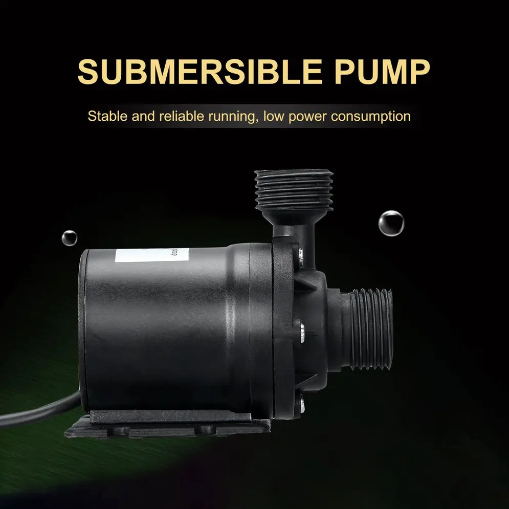

Professional Ultra Quiet Mini DC 12V Lift 5M 800L/H Brushless Motor Submersible Water Pump Multifunction Threaded Water Pump