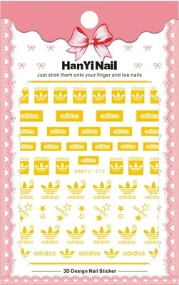 HANYI-210 DIY Золотой Серебряный спортивный логотип бренда 3D наклейки для ногтей самоклеющиеся DIY фантазия очаровательные наклейки для маникюра наклейки для ногтей - Цвет: HANYI-210