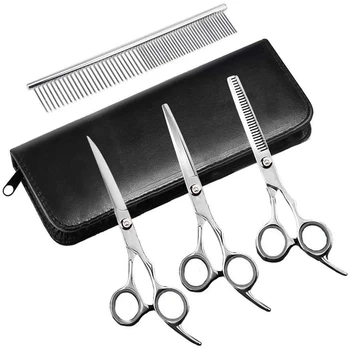 

Dog Pet Scissors Straight Cut Teeth Cut Curved Shear Row Comb Hair Trimming Shears Cat Pet Supplies
