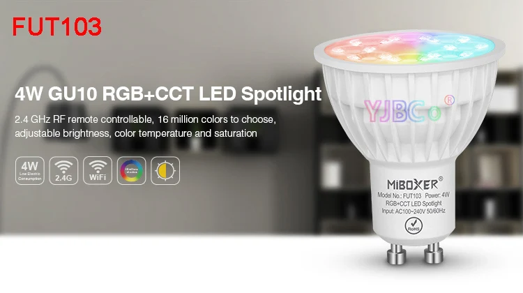 Miboxer 4 Вт RGB+ CCT Светодиодный прожектор FUT103 GU10 FUT104 MR16 Светодиодный светильник для спальни ресторана гостиной повара комнаты освещения