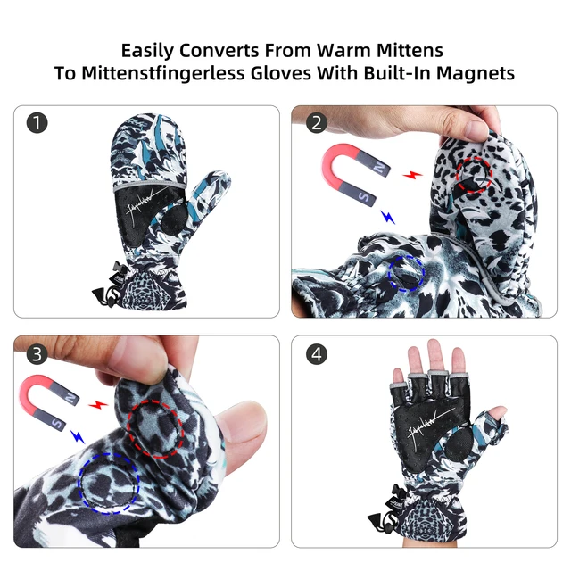 RUNCL Winter Fishing Gloves Warm Fingerless Mittens with 3M Thinsulate Mittens Men Women Skiing Gloves