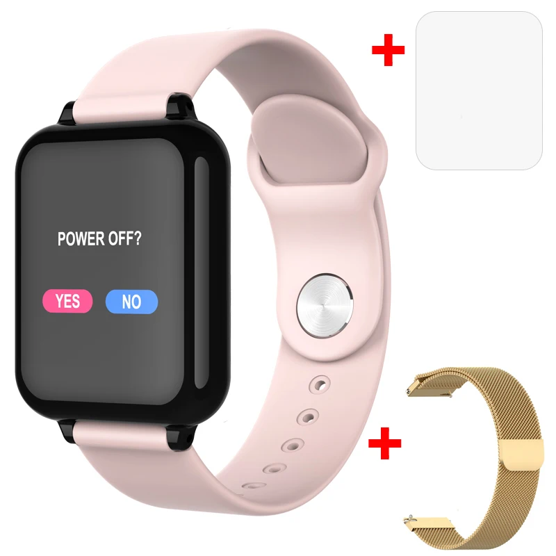 pink add gold LEMDIOE Смарт-часы для мужчин и женщин Монитор артериального давления сердечного ритма вызов сообщение умный Браслет для занятий спортом - Цвет: pink add gold