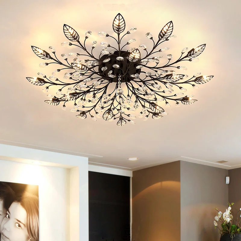 

Tree leaves chandelier crystal lamp shades Foyer Kitchen Dining room Kids room art decor crystal chandelier flush mount chandeli