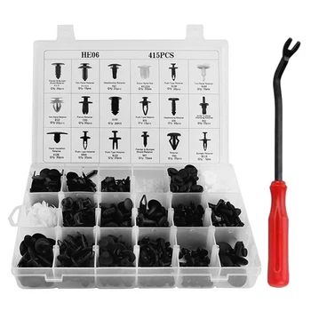 

ALLOYSEED Universal Car Clips Auto Trim Panel Rivets 415 in 1 Assortment + 6 inch Remover Outdoor Anti-resistance Repairing Part