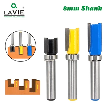

3pc/set 8mm Shank Milling Cutter Flush Trim Router Pattern Bit Top Bottom Bearing 1/2" Blade Template Woodwork Carpenter MC02210