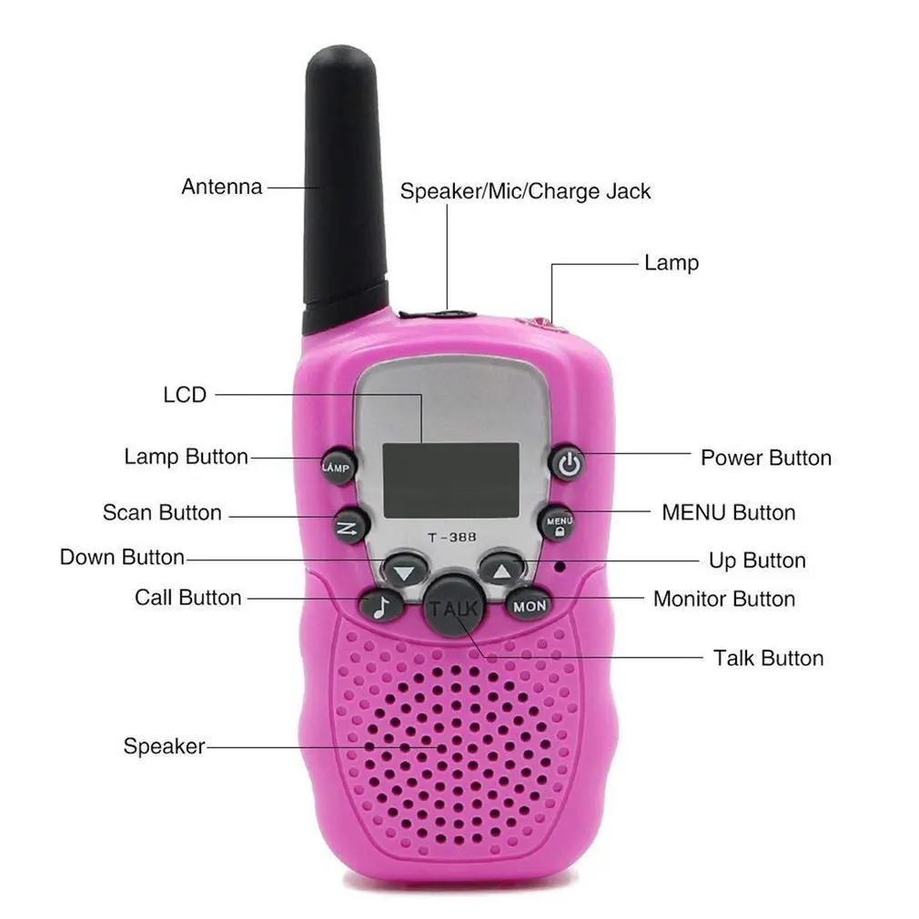 Фиолетовый 2 шт. мини игрушка Walkie Talkie дети радио Retevis T388 Дети Родители игры переговорные портативные двухстороннее радио говорящие игрушки для улицы - Цвет: Фиолетовый