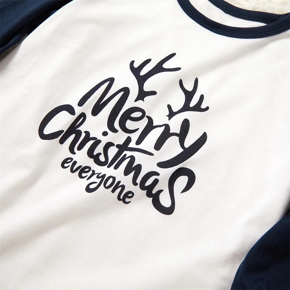 Комплект одинаковых пижам для всей семьи с принтом «Merry Christmas Everyone», «Antler», одежда для сна для мамы, папы и детей, одинаковые комплекты одежды