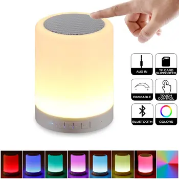 

Night Light Bluetooth Portable Wireless Touch Control Color LED Speaker Bedside Outdoor Table Lamp TF Card Supportedrechargeable