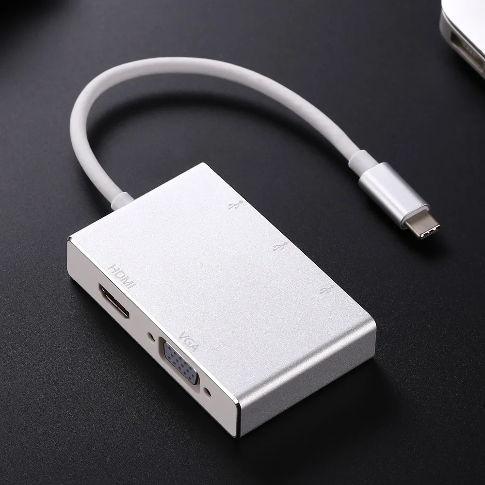 Многофункциональный 5 в 1 USB3.1 type-C концентратор для VGA HDMI USB3.0 адаптер видео конвертер абсолютно и высококачественный