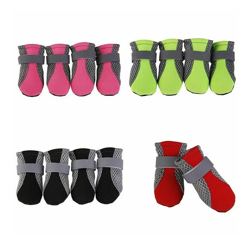 1 Set Dog Shoes Anti-slip Spring Summer Pet Boots Paw Protector Reflective Straps Chihuahua Teddy Cute Breathable Net | Дом и сад